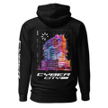 zwarte hoodie Cyber City achterkant | black hoodie Cyber City back | ImPerfect wear