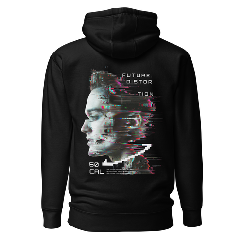 zwarte hoodie Distortion achterkant | black hoodie Distortion back | ImPerfect wear