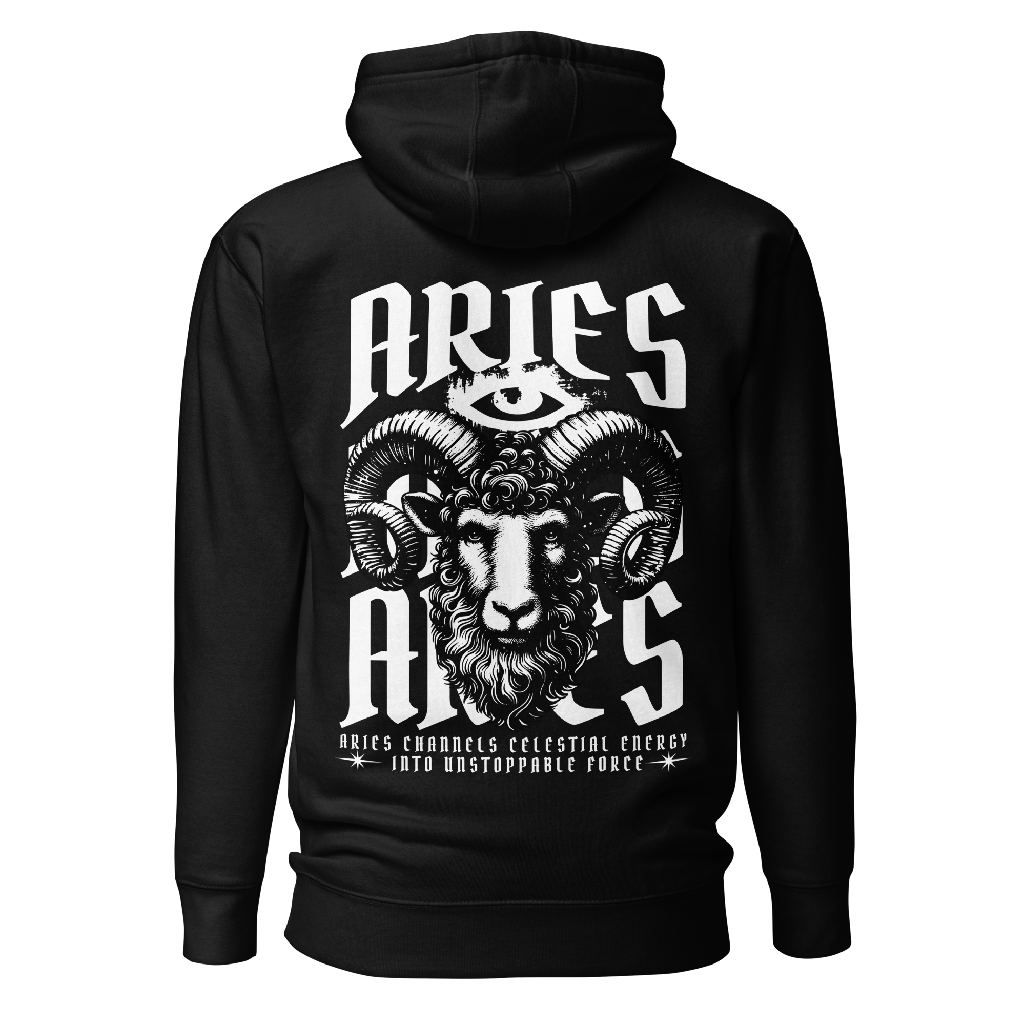 zwart limited hoodie sterrenbeeld Ram achterkant | black limited hoodie zodiac aries back | ImPerfect wear