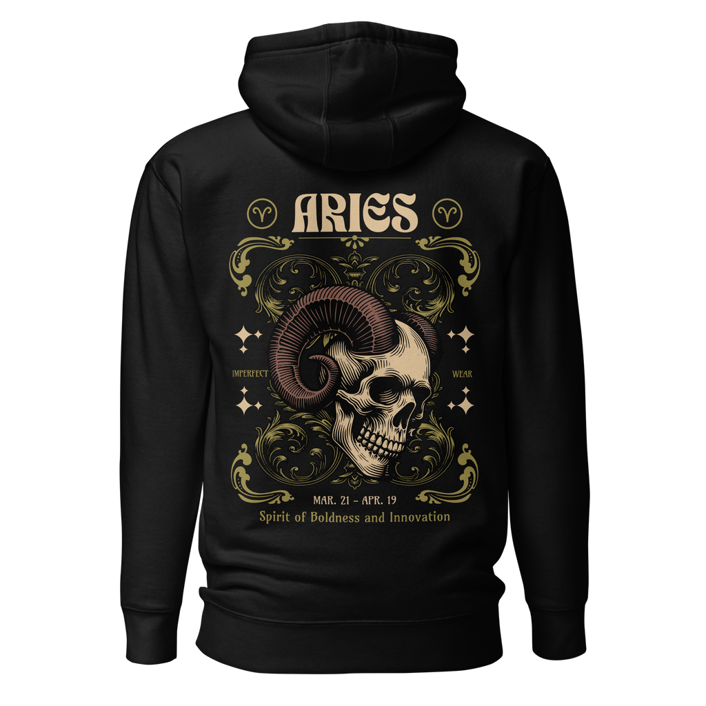 zwart limited hoodie sterrenbeeld Ram achterkant | black limited hoodie zodiac aries back | ImPerfect wear