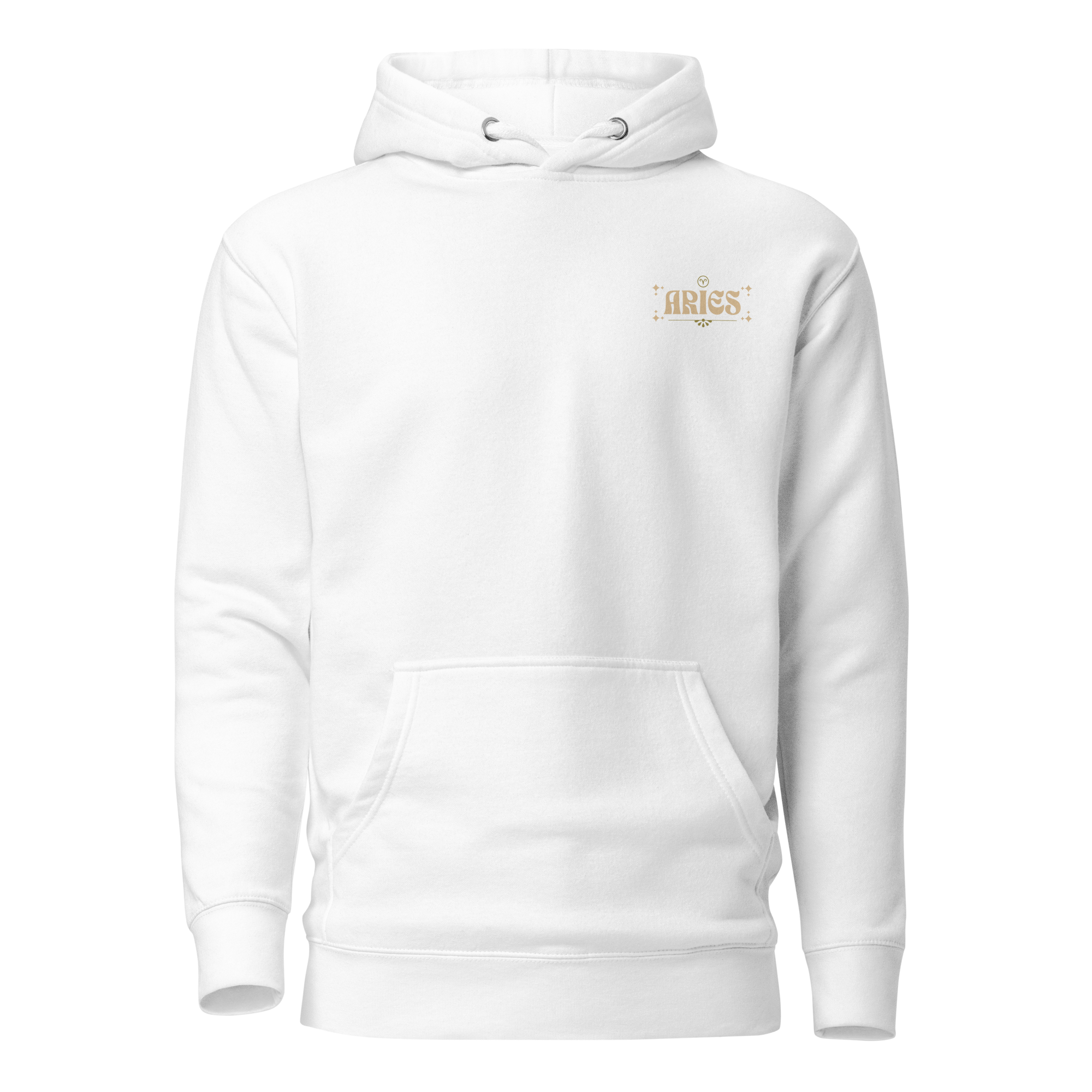 witte limited hoodie sterrenbeeld Ram voorkant | white limited hoodie zodiac aries front | ImPerfect wear