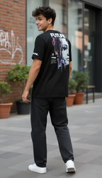 zwart T-shirt van biologisch katoen Future op model achterkant en linkerzijde | black organic cotton T-shirt Future on model back and left side | ImPerfect wear