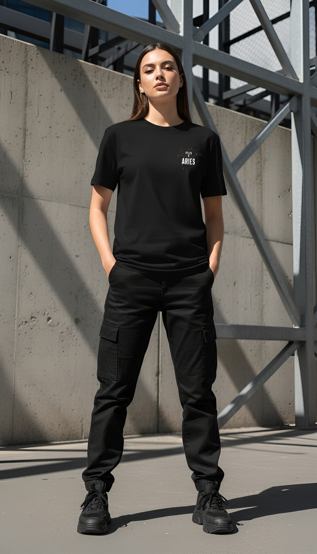 zwart limited eco cotton t-shirt sterrenbeeld Ram voorkant | black limited eco cotton t-shirt zodiac aries front | ImPerfect wear