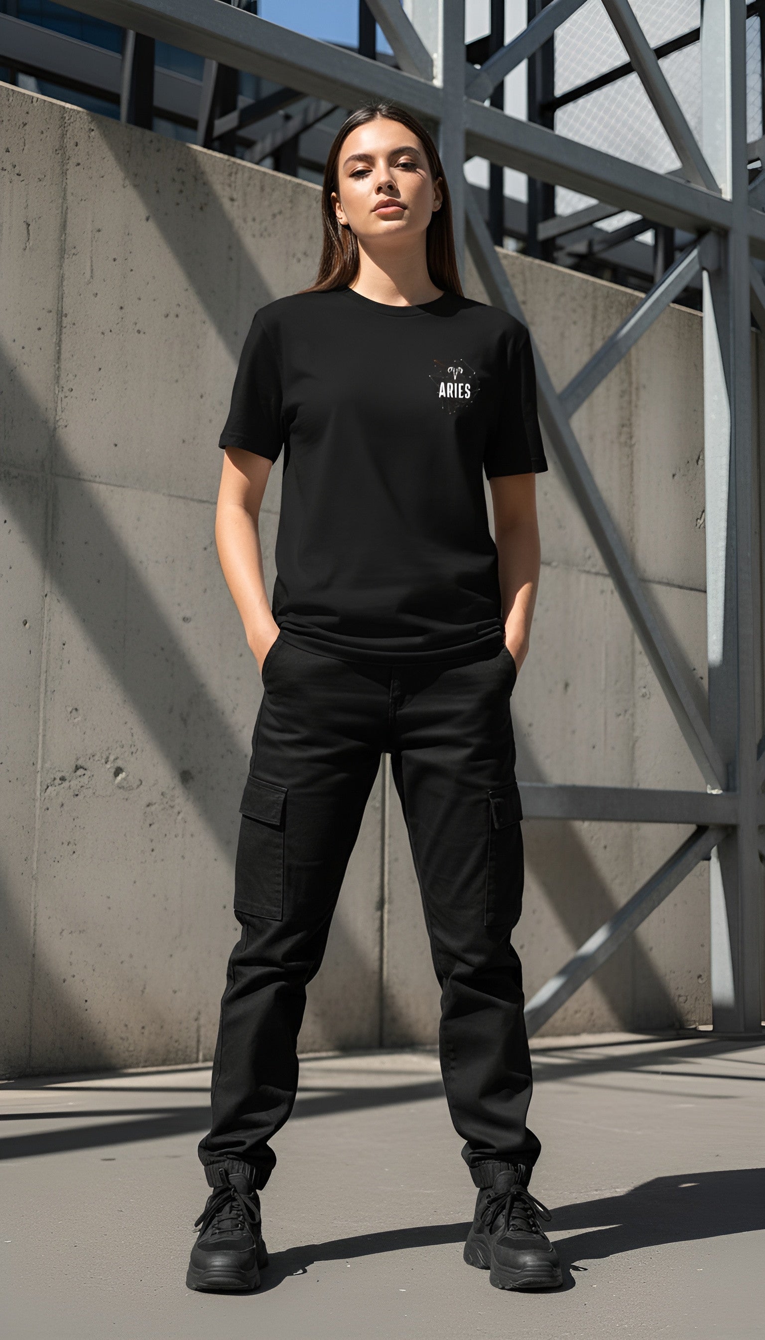 zwart limited eco cotton t-shirt sterrenbeeld Ram voorkant | black limited eco cotton t-shirt zodiac aries front | ImPerfect wear