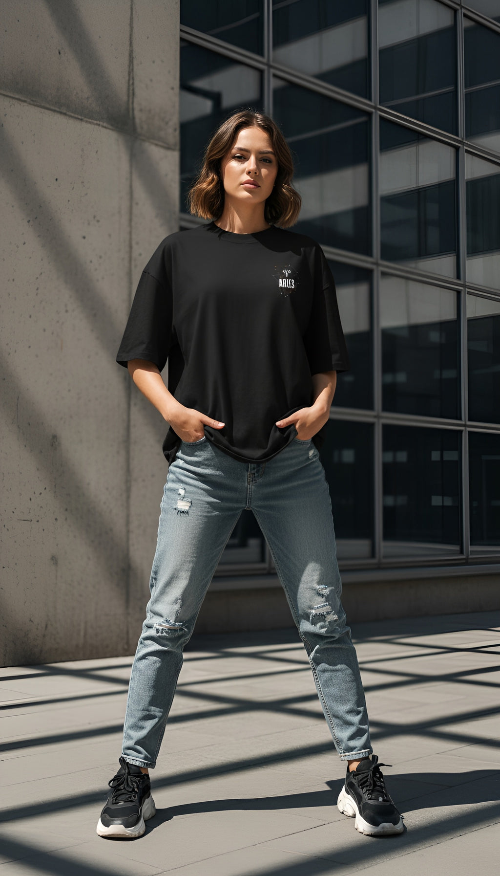 zwart limited oversized eco cotton t-shirt sterrenbeeld Ram voorkant | black limited oversized eco cotton t-shirt zodiac aries front | ImPerfect wear