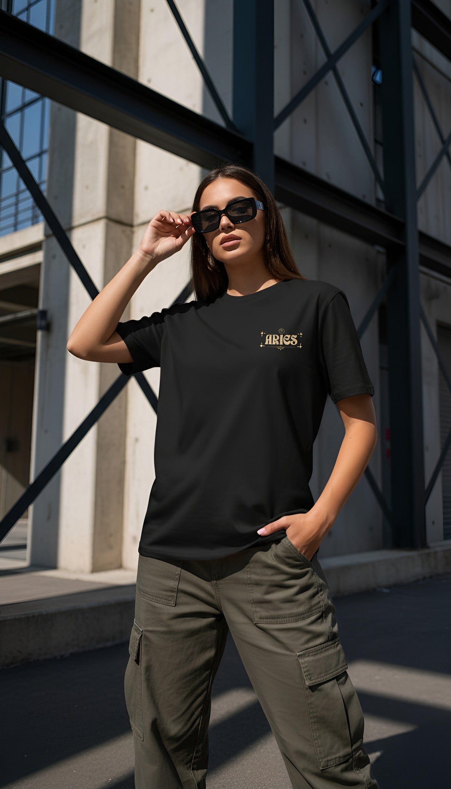 zwart limited eco cotton t-shirt sterrenbeeld Ram voorkant | black limited eco cotton t-shirt zodiac aries front | ImPerfect wear