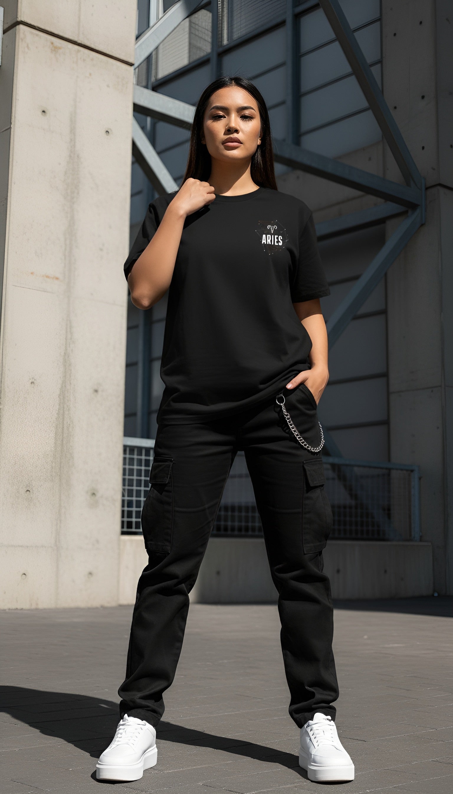 zwart limited eco cotton t-shirt sterrenbeeld Ram voorkant | black limited eco cotton t-shirt zodiac aries front | ImPerfect wear