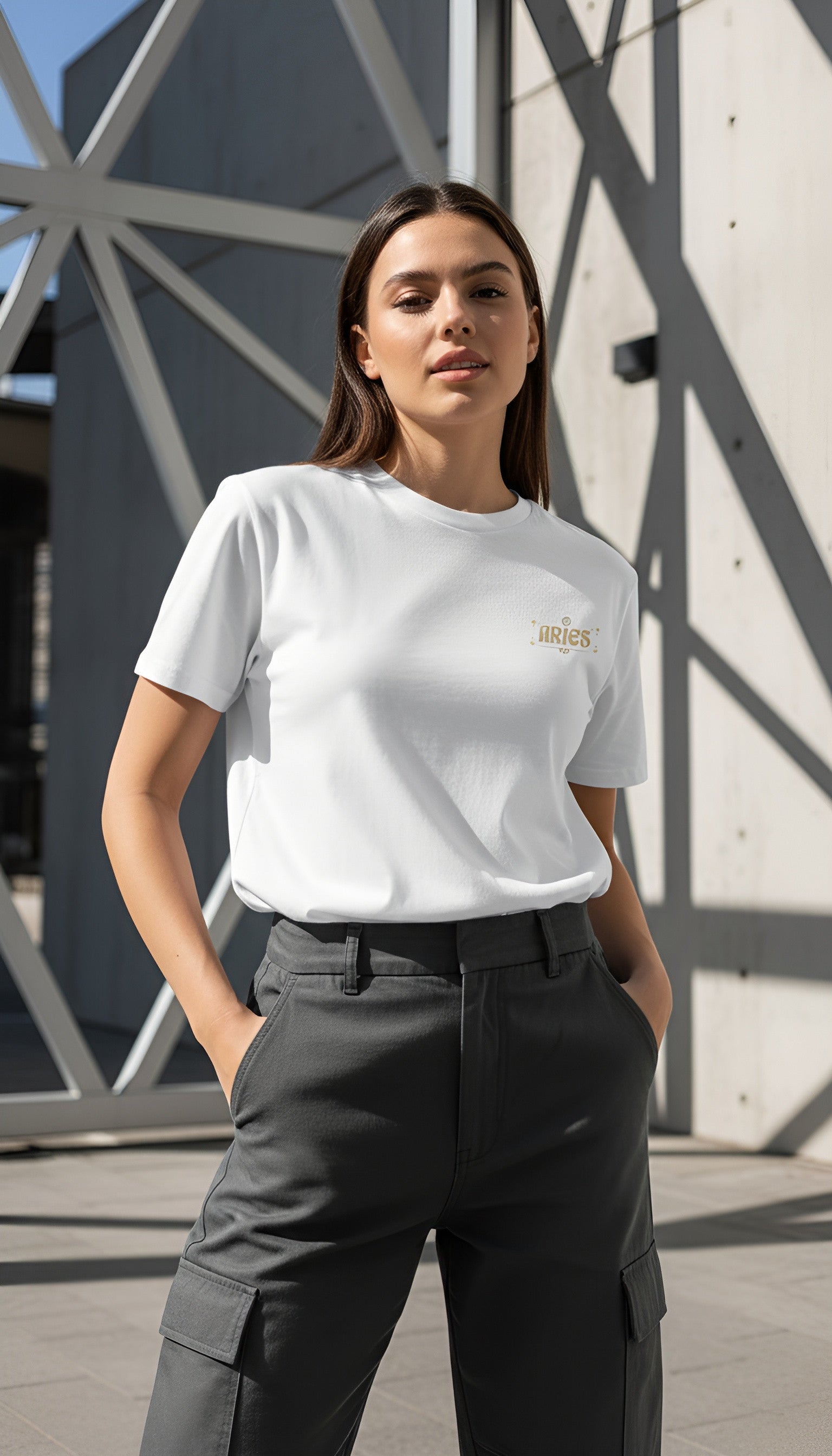 witte limited eco cotton t-shirt sterrenbeeld Ram voorkant | white limited eco cotton t-shirt zodiac aries front | ImPerfect wear