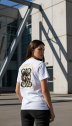 witte limited eco cotton t-shirt sterrenbeeld Ram achterkant | white limited eco cotton t-shirt zodiac aries back | ImPerfect wear