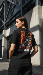 zwart limited eco cotton t-shirt sterrenbeeld Ram achterkant | black limited eco cotton t-shirt zodiac aries back | ImPerfect wear