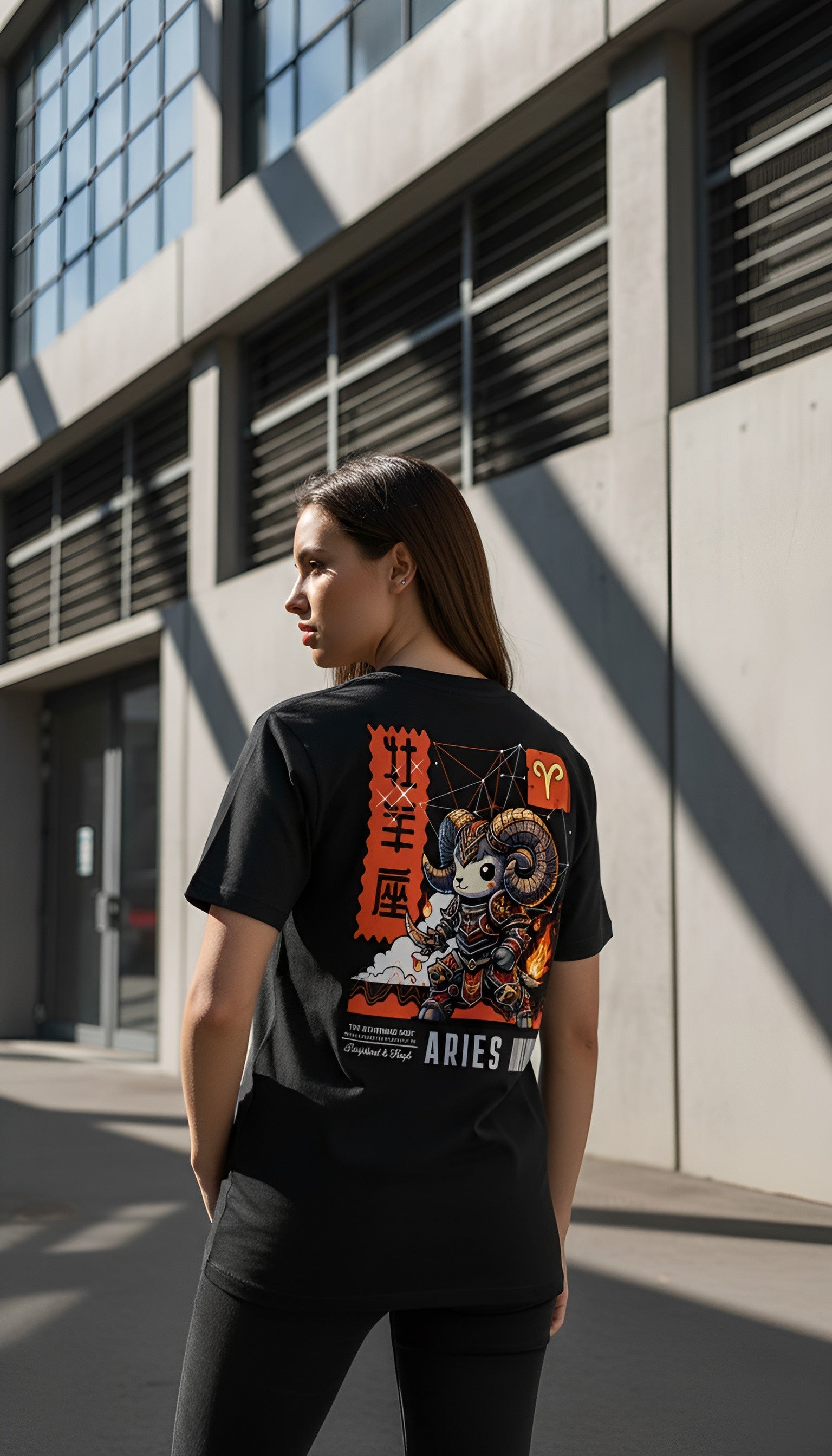 zwart limited eco cotton t-shirt sterrenbeeld Ram achterkant | black limited eco cotton t-shirt zodiac aries back | ImPerfect wear