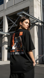 zwart limited oversized eco cotton t-shirt sterrenbeeld Ram achterkant | black limited oversized eco cotton t-shirt zodiac aries back | ImPerfect wear