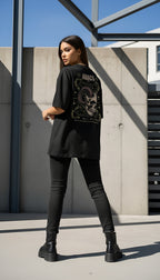 zwart limited oversized eco cotton t-shirt sterrenbeeld Ram achterkant | black limited oversized eco cotton t-shirt zodiac aries back | ImPerfect wear