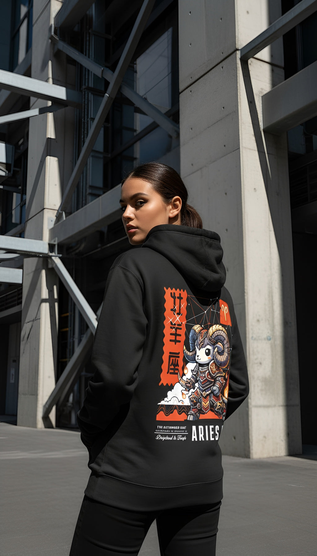 zwart limited hoodie sterrenbeeld Ram achterkant | black limited hoodie zodiac aries back | ImPerfect wear