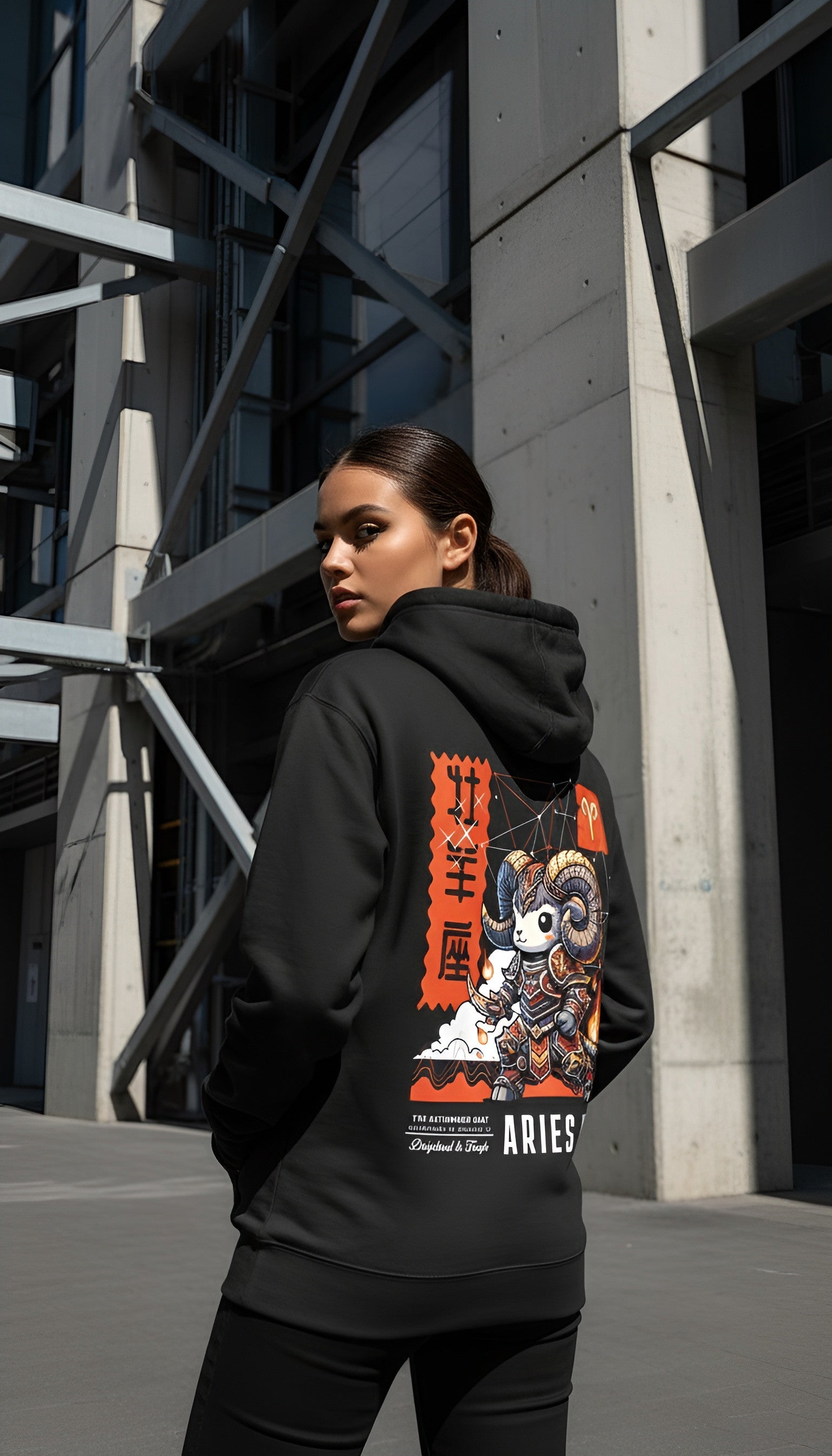 zwart limited hoodie sterrenbeeld Ram achterkant | black limited hoodie zodiac aries back | ImPerfect wear