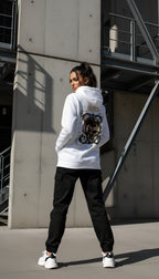witte limited hoodie sterrenbeeld Ram achterkant | white limited hoodie zodiac aries back | ImPerfect wear