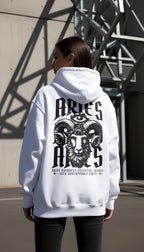 witte limited oversized hoodie sterrenbeeld Ram achterkant | white limited oversized hoodie zodiac aries back | ImPerfect wear