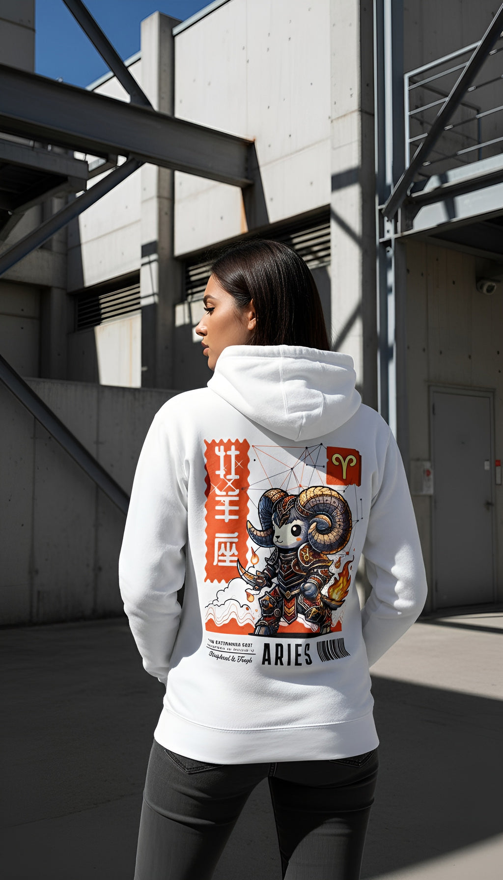 witte limited hoodie sterrenbeeld Ram achterkant | white limited hoodie zodiac aries back | ImPerfect wear