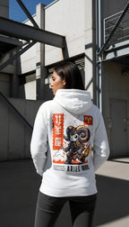 witte limited hoodie sterrenbeeld Ram achterkant | white limited hoodie zodiac aries back | ImPerfect wear