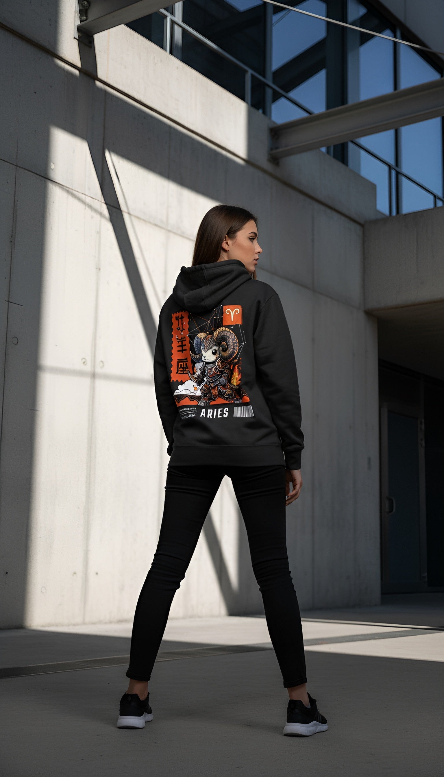 zwart limited hoodie sterrenbeeld Ram achterkant | black limited hoodie zodiac aries back | ImPerfect wear