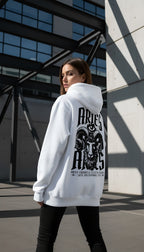 witte limited oversized hoodie sterrenbeeld Ram achterkant | white limited oversized hoodie zodiac aries back | ImPerfect wear
