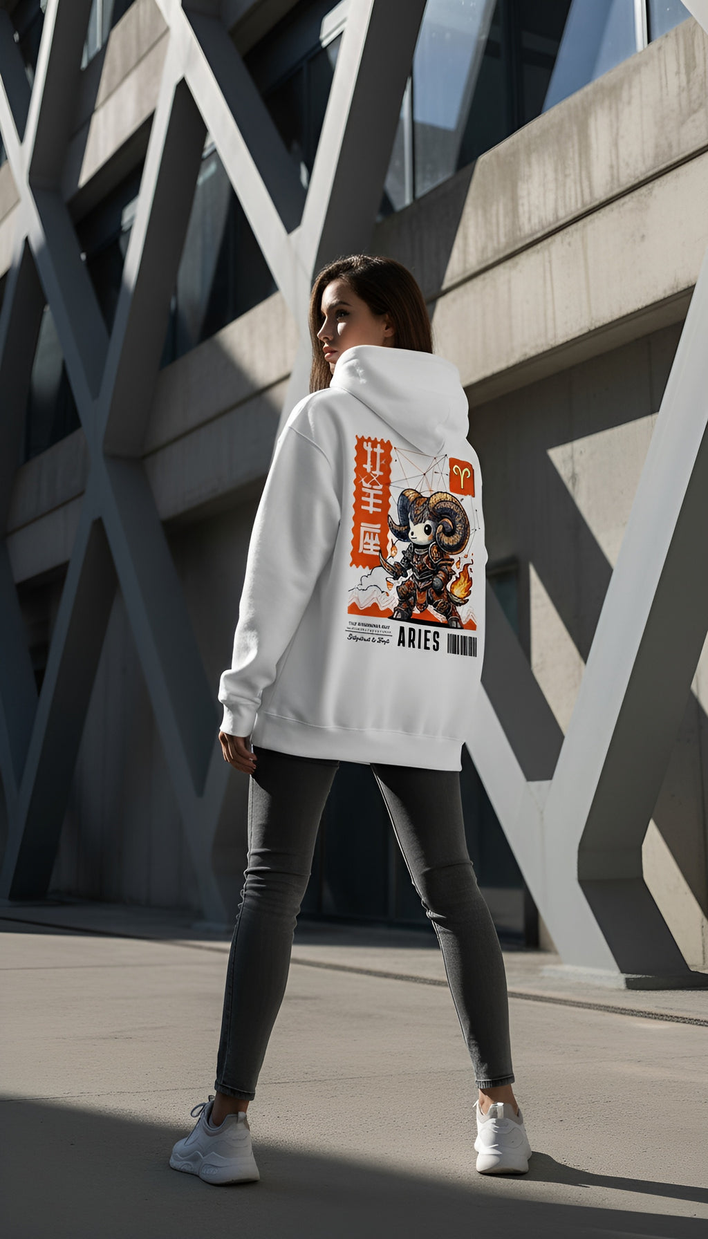 witte limited oversized hoodie sterrenbeeld Ram achterkant | white limited oversized hoodie zodiac aries back | ImPerfect wear