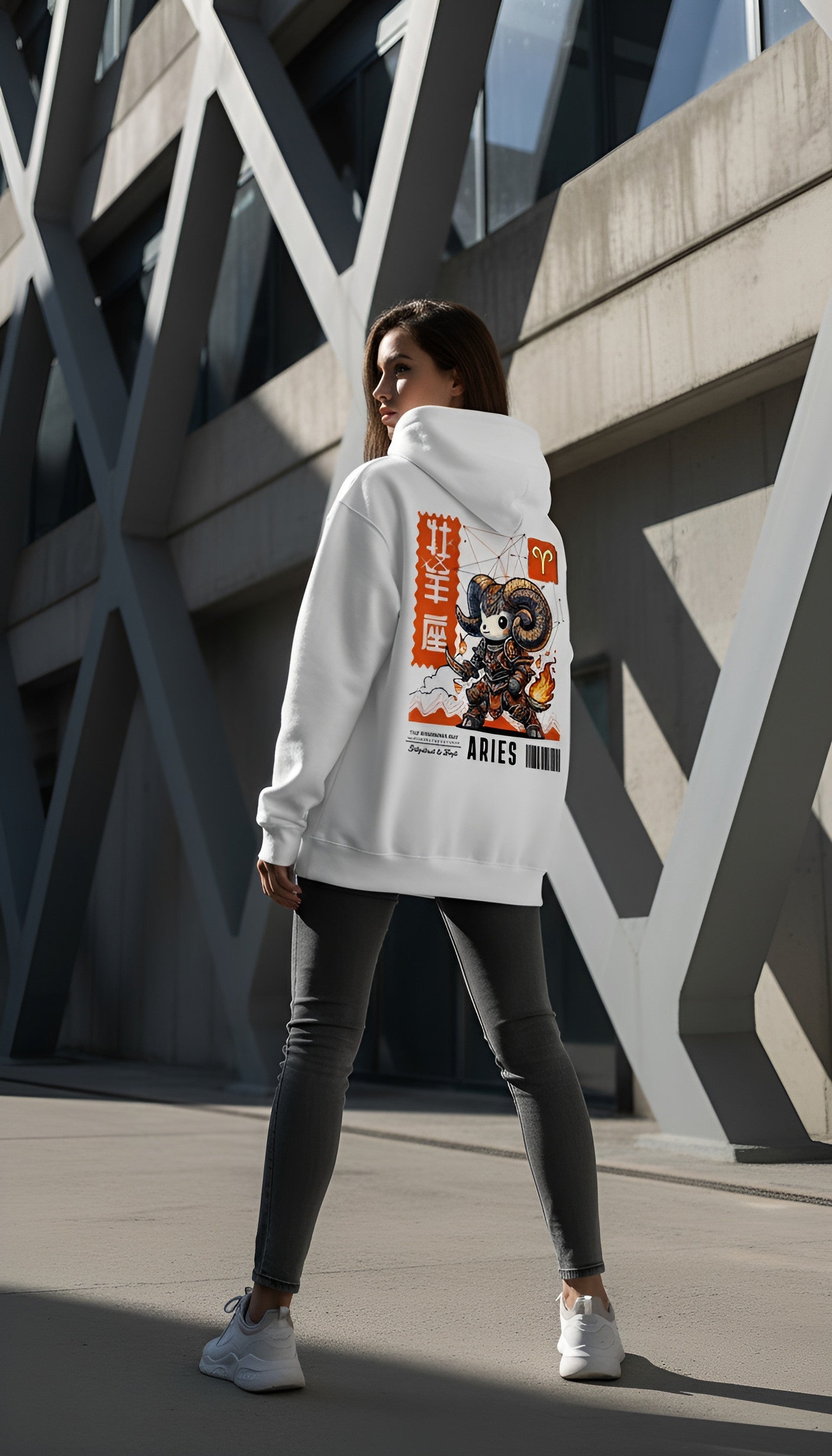 witte limited oversized hoodie sterrenbeeld Ram achterkant | white limited oversized hoodie zodiac aries back | ImPerfect wear