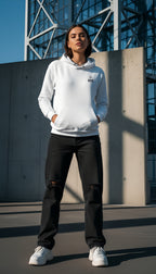 witte limited hoodie sterrenbeeld Ram voorkant | white limited hoodie zodiac aries front | ImPerfect wear