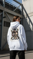witte limited oversized hoodie sterrenbeeld Ram voorkant | white limited oversized hoodie zodiac aries front | ImPerfect wear