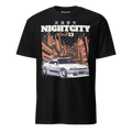 zwart basic t-shirt Nightcity voorkant | black basic T-shirt Nightcity front