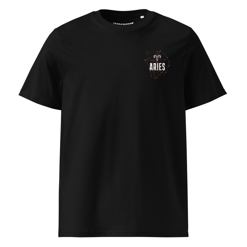 zwart limited eco cotton t-shirt sterrenbeeld Ram voorkant | black limited eco cotton t-shirt zodiac aries front | ImPerfect wear