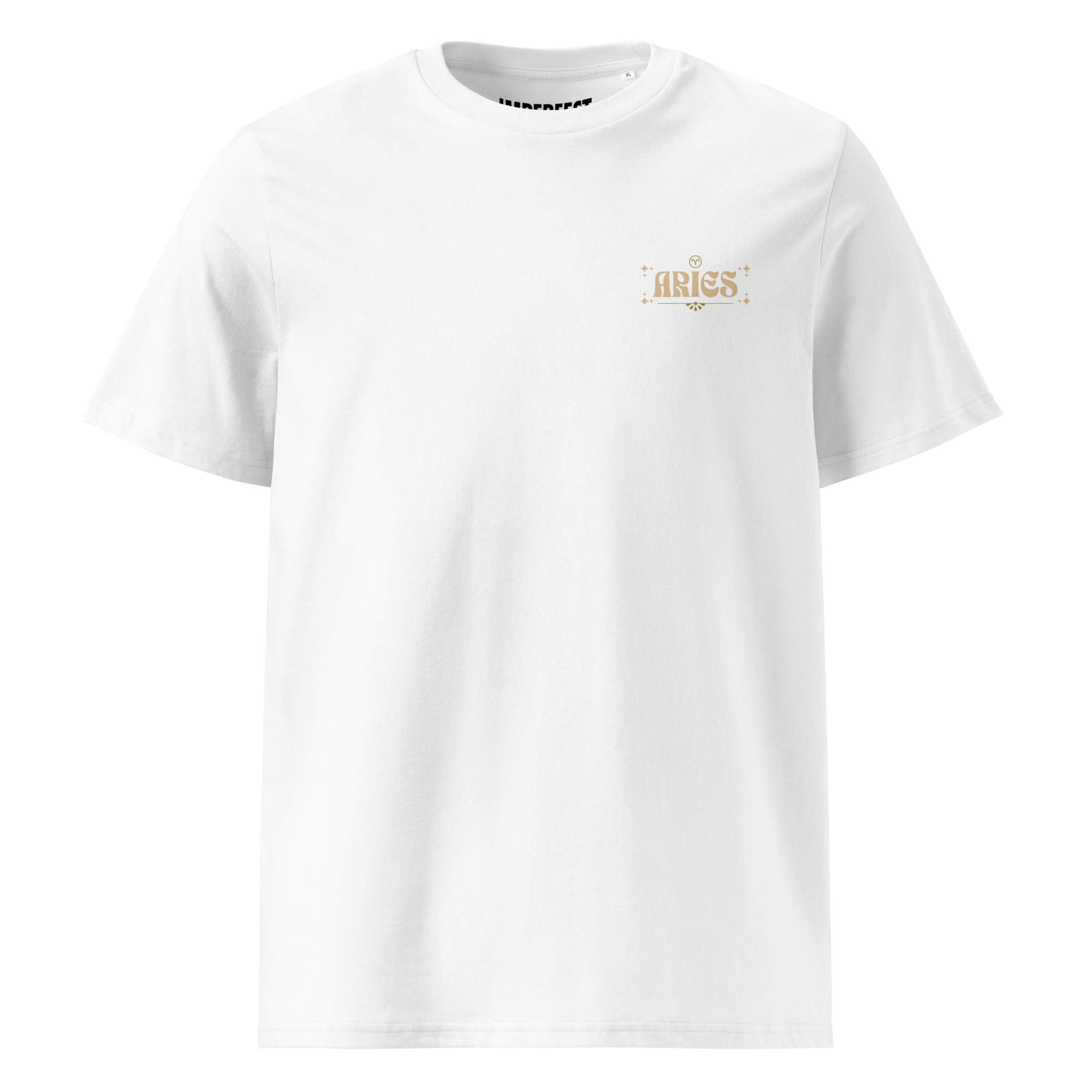 witte limited eco cotton t-shirt sterrenbeeld Ram voorkant | white limited eco cotton t-shirt zodiac aries front | ImPerfect wear