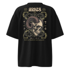 zwart limited oversized eco cotton t-shirt sterrenbeeld Ram achterkant | black limited oversized eco cotton t-shirt zodiac aries back | ImPerfect wear