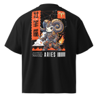 zwart limited oversized eco cotton t-shirt sterrenbeeld Ram achterkant | black limited oversized eco cotton t-shirt zodiac aries back | ImPerfect wear