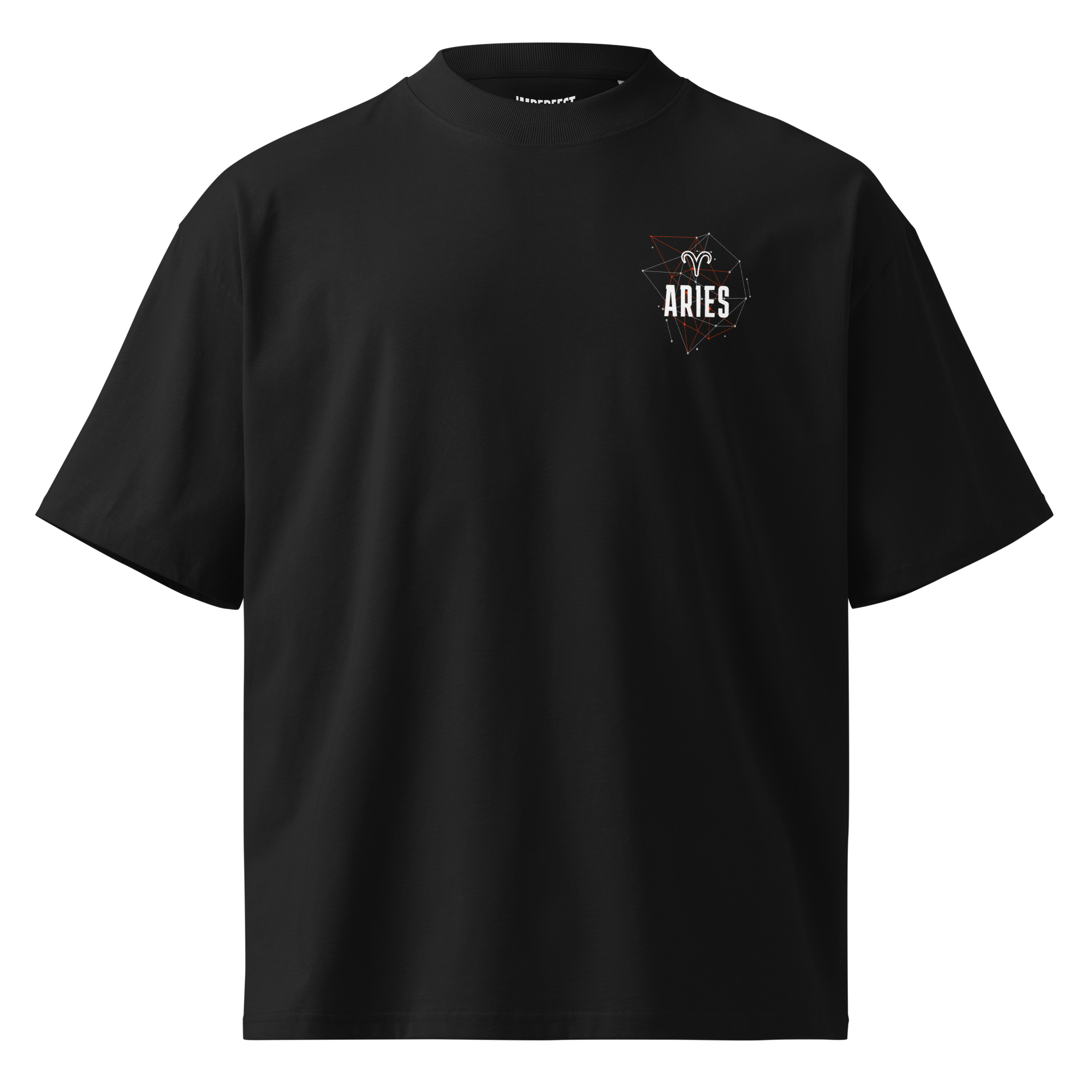 zwart limited oversized eco cotton t-shirt sterrenbeeld Ram voorkant | black limited oversized eco cotton t-shirt zodiac aries front | ImPerfect wear