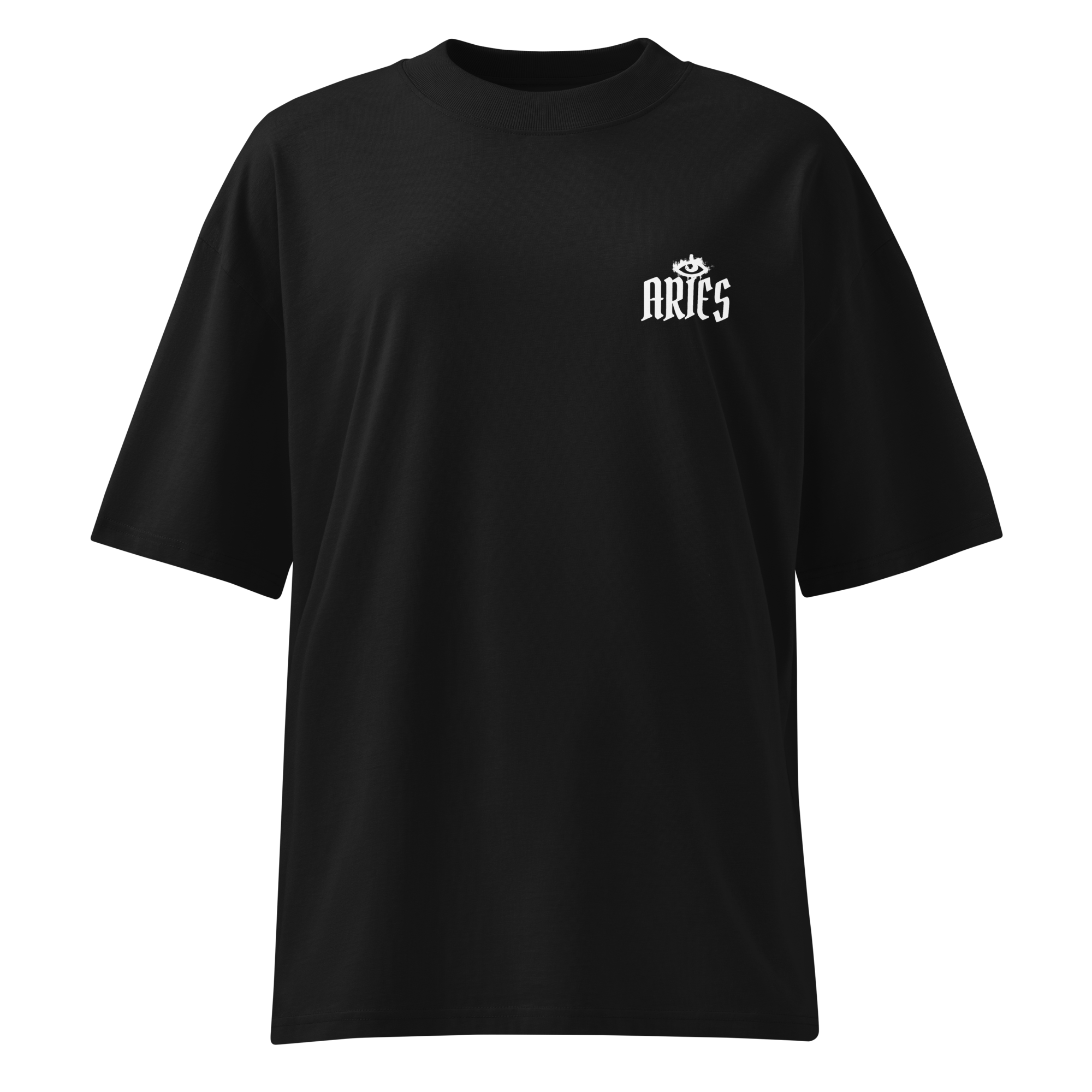 zwart limited oversized eco cotton t-shirt sterrenbeeld Ram voorkant | black limited oversized eco cotton t-shirt zodiac aries front | ImPerfect wear