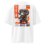 witte limited oversized eco cotton t-shirt sterrenbeeld Ram achterkant | white limited oversized eco cotton t-shirt zodiac aries back | ImPerfect wear