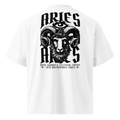 witte limited oversized eco cotton t-shirt sterrenbeeld Ram achterkant | white limited oversized eco cotton t-shirt zodiac aries back | ImPerfect wear