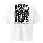 witte limited oversized eco cotton t-shirt sterrenbeeld Ram achterkant | white limited oversized eco cotton t-shirt zodiac aries back | ImPerfect wear
