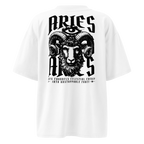 witte limited oversized eco cotton t-shirt sterrenbeeld Ram achterkant | white limited oversized eco cotton t-shirt zodiac aries back | ImPerfect wear
