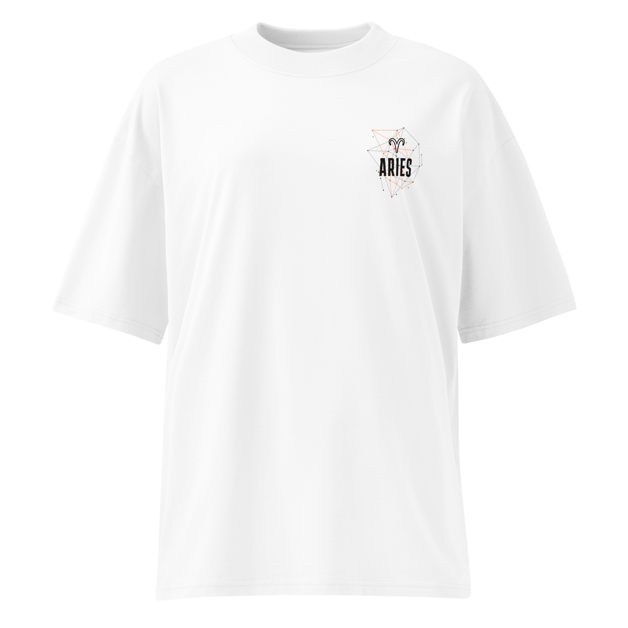 witte limited oversized eco cotton t-shirt sterrenbeeld Ram voorkant | white limited oversized eco cotton t-shirt zodiac aries front | ImPerfect wear