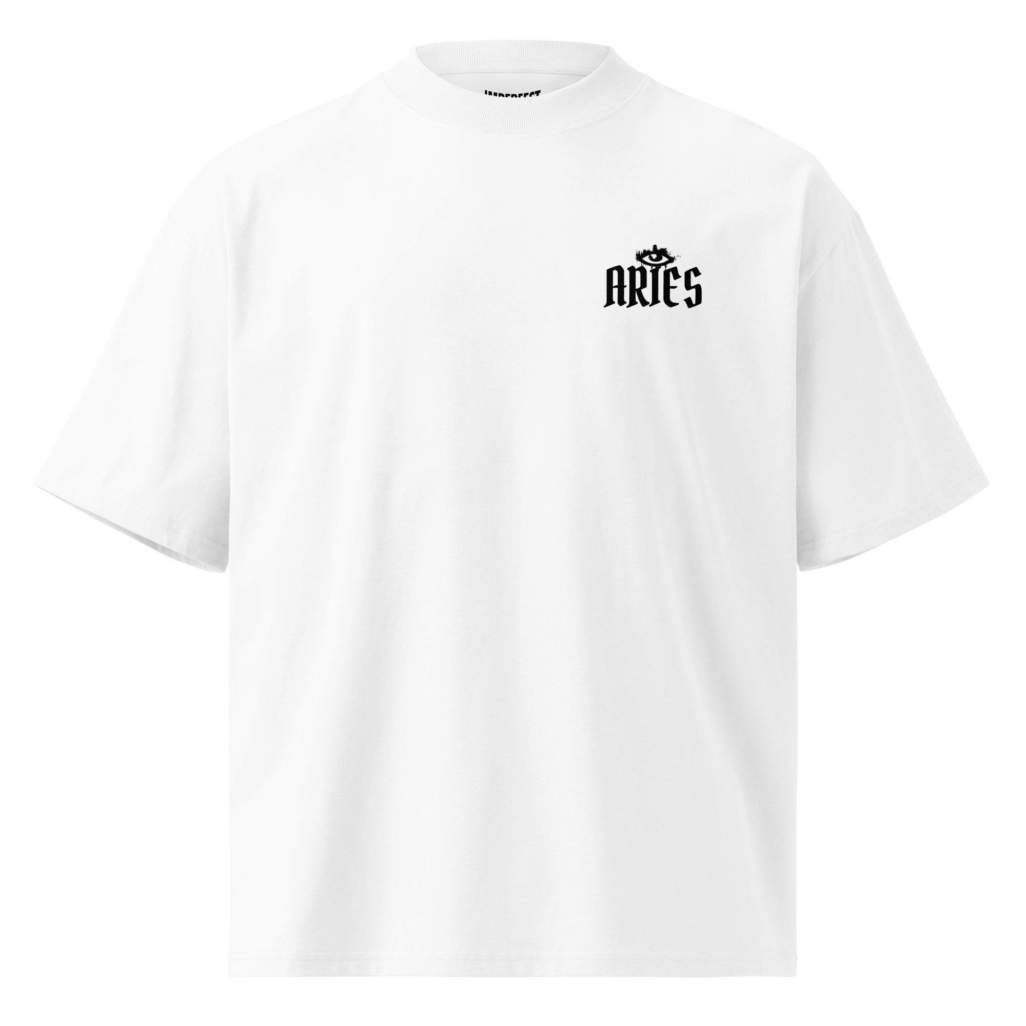 witte limited oversized eco cotton t-shirt sterrenbeeld Ram voorkant | white limited oversized eco cotton t-shirt zodiac aries front | ImPerfect wear