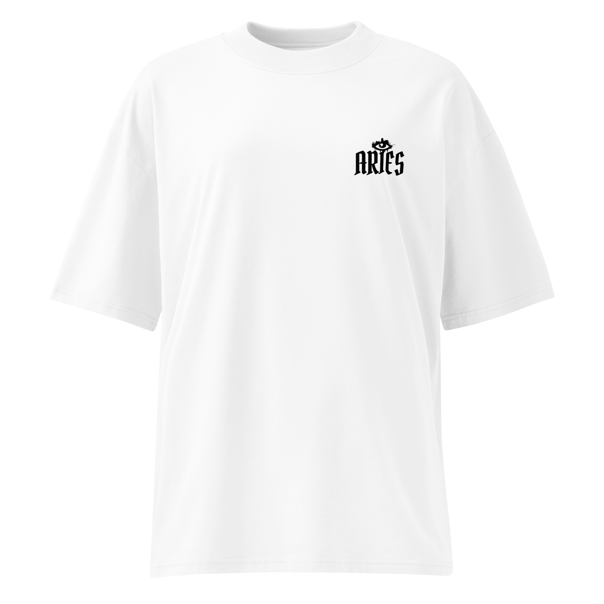 witte limited oversized eco cotton t-shirt sterrenbeeld Ram voorkant | white limited oversized eco cotton t-shirt zodiac aries front | ImPerfect wear