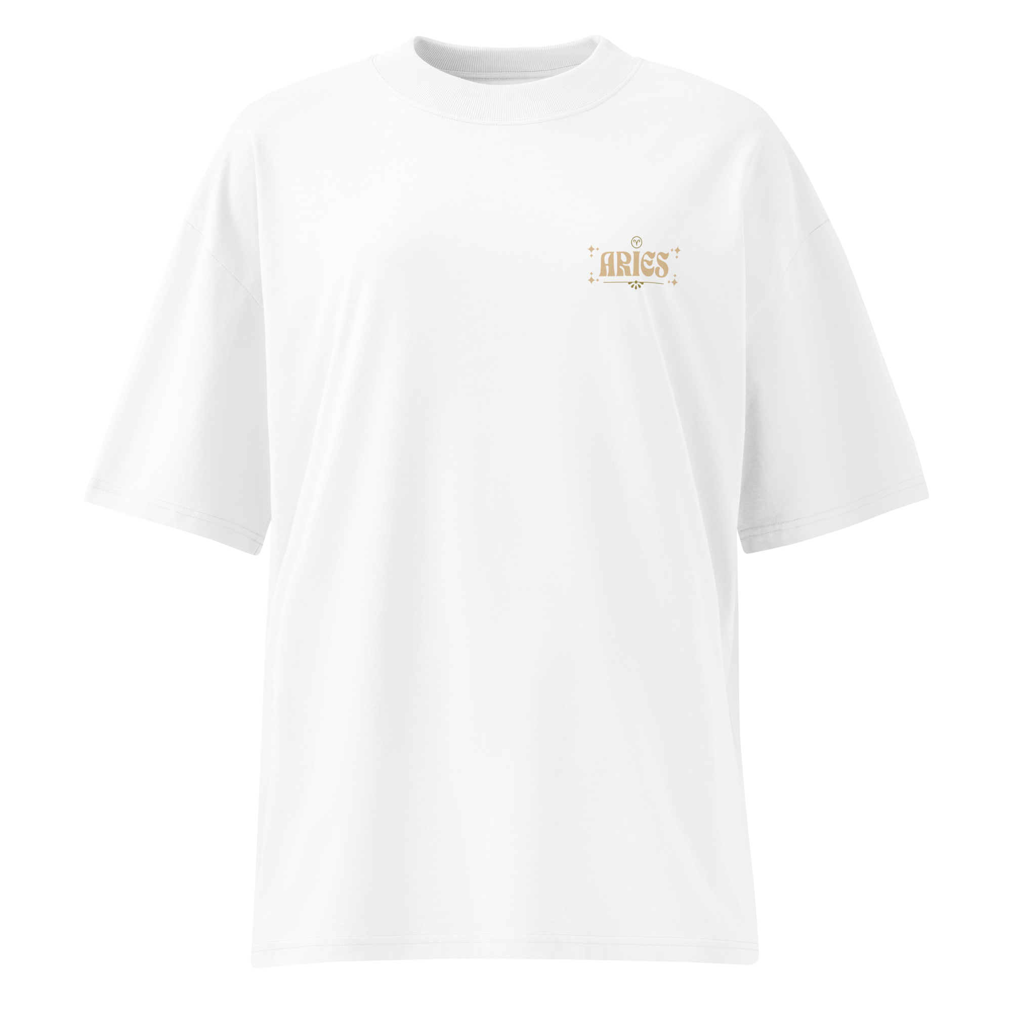 witte limited oversized eco cotton t-shirt sterrenbeeld Ram voorkant | white limited oversized eco cotton t-shirt zodiac aries front | ImPerfect wear