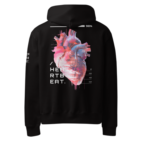 zwarte oversized hoodie Heartbeat achterkant | black oversized hoodie Heartbeat back | ImPerfect wear