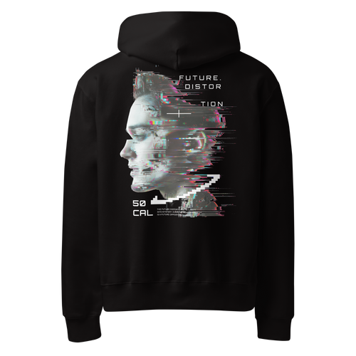 zwarte oversized hoodie Distortion achterkant | black oversized hoodie Distortion back | ImPerfect wear