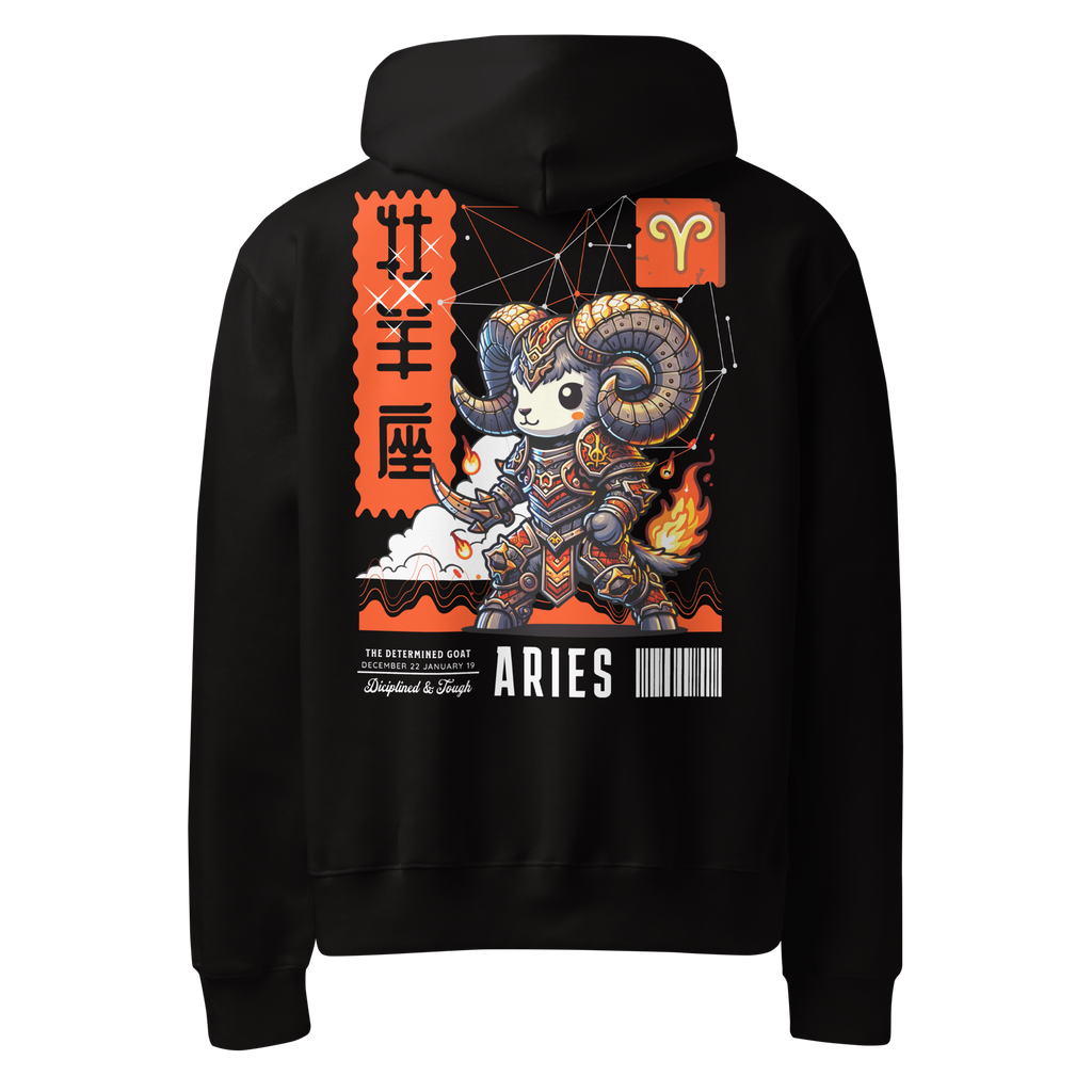 zwart limited oversized hoodie sterrenbeeld Ram achterkant | black limited oversized hoodie zodiac aries back | ImPerfect wear
