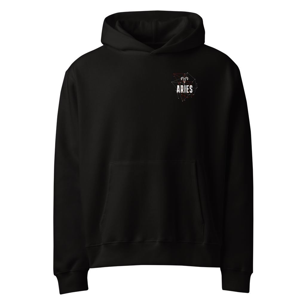 zwart limited oversized hoodie sterrenbeeld Ram voorkant | black limited oversized hoodie zodiac aries front | ImPerfect wear