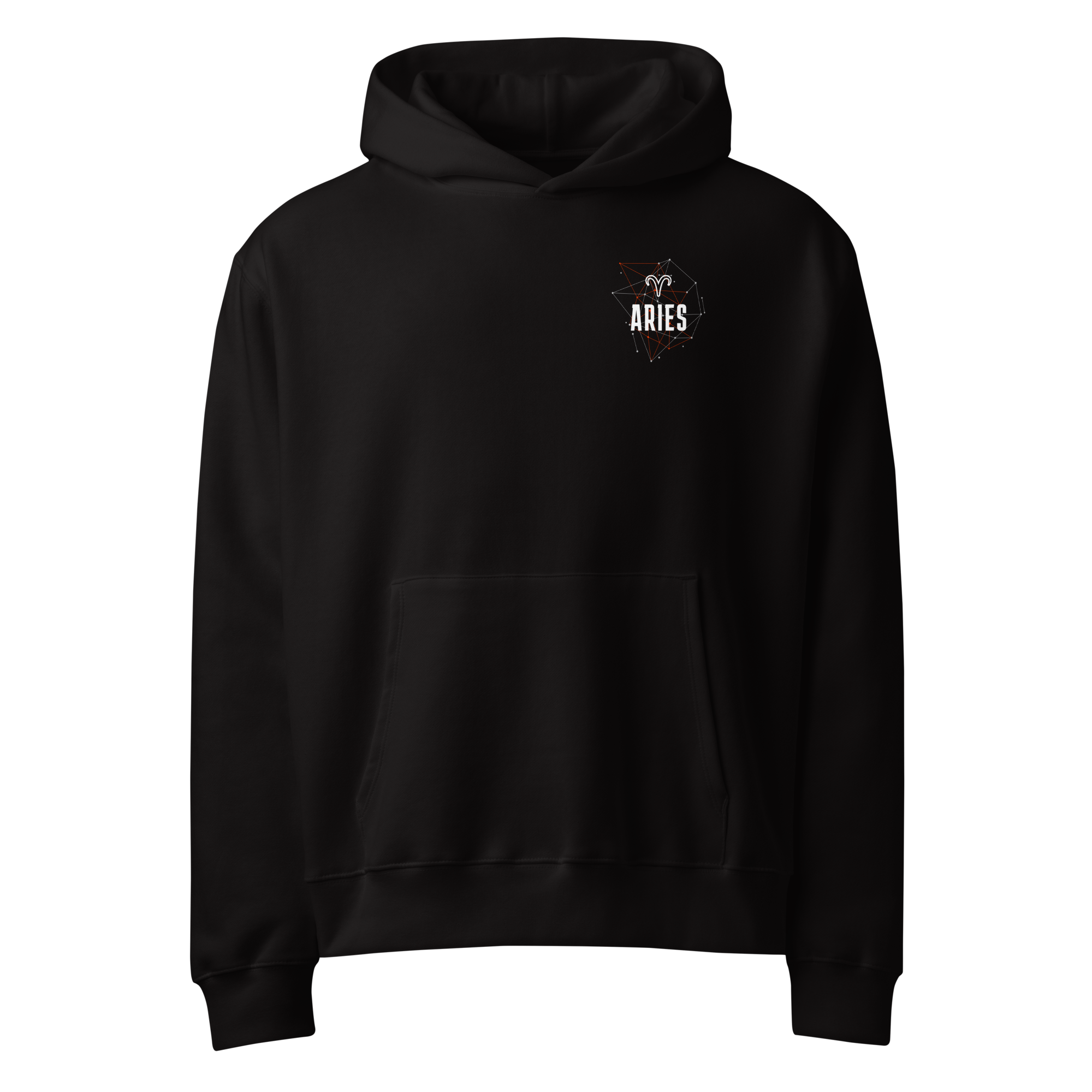 zwart limited oversized hoodie sterrenbeeld Ram voorkant | black limited oversized hoodie zodiac aries front | ImPerfect wear