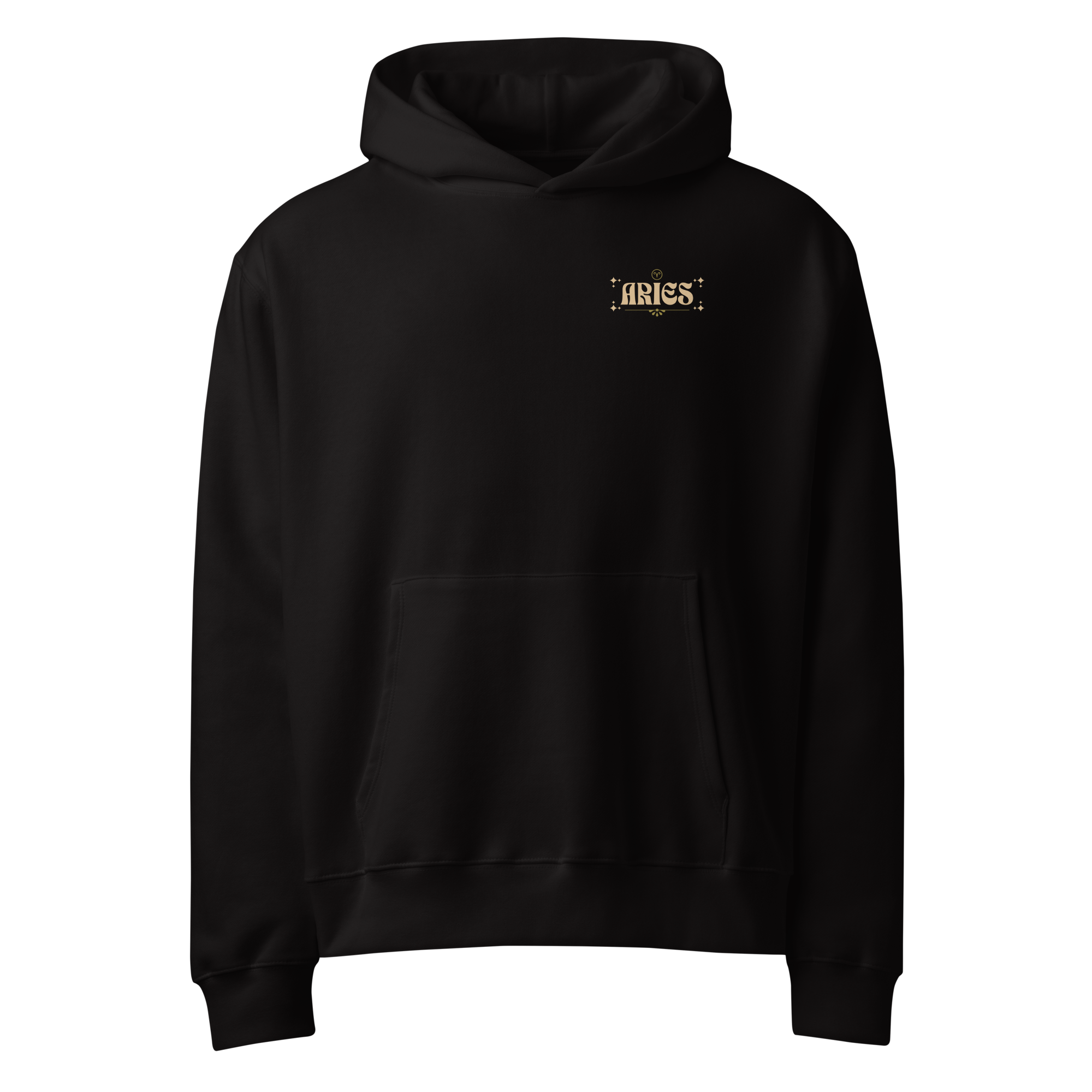 zwarte limited oversized hoodie sterrenbeeld Ram voorkant | black limited oversized hoodie zodiac aries front | ImPerfect wear